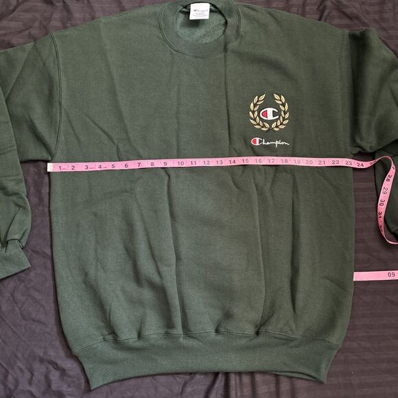 Vintage Champion Pullover Sweater Dark Green Logo Reverse Weave 80s Size X LARGE - Picture 6 of 10